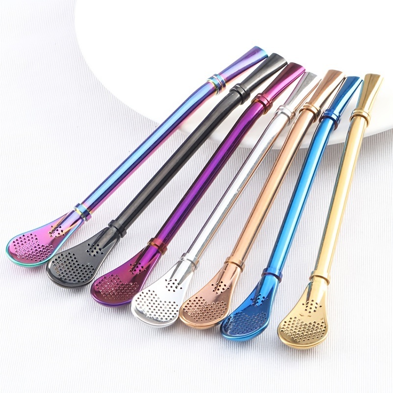 dropship 1pc Reusable Stainless Steel Straw - Creative; Multipurpose Spoon for Coffee; Milk; and More!