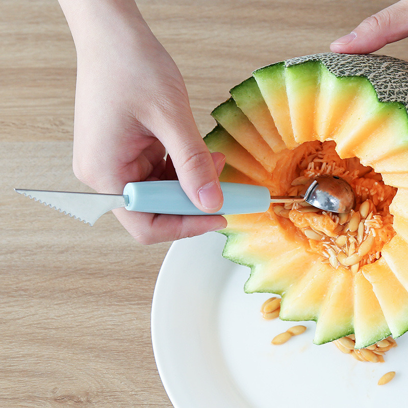 dropship Steel Fruit Digger Cutting Watermelon Artifact Fruit Ball Digging Ball Ice Cream Round Spoon Fruit Cutting Carving Knife