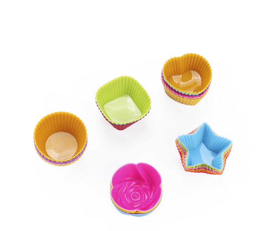 dropship Colorful Shaped Nonstick Silicone Cupcake Molds, Reusable Heat Resistant Baking Liners