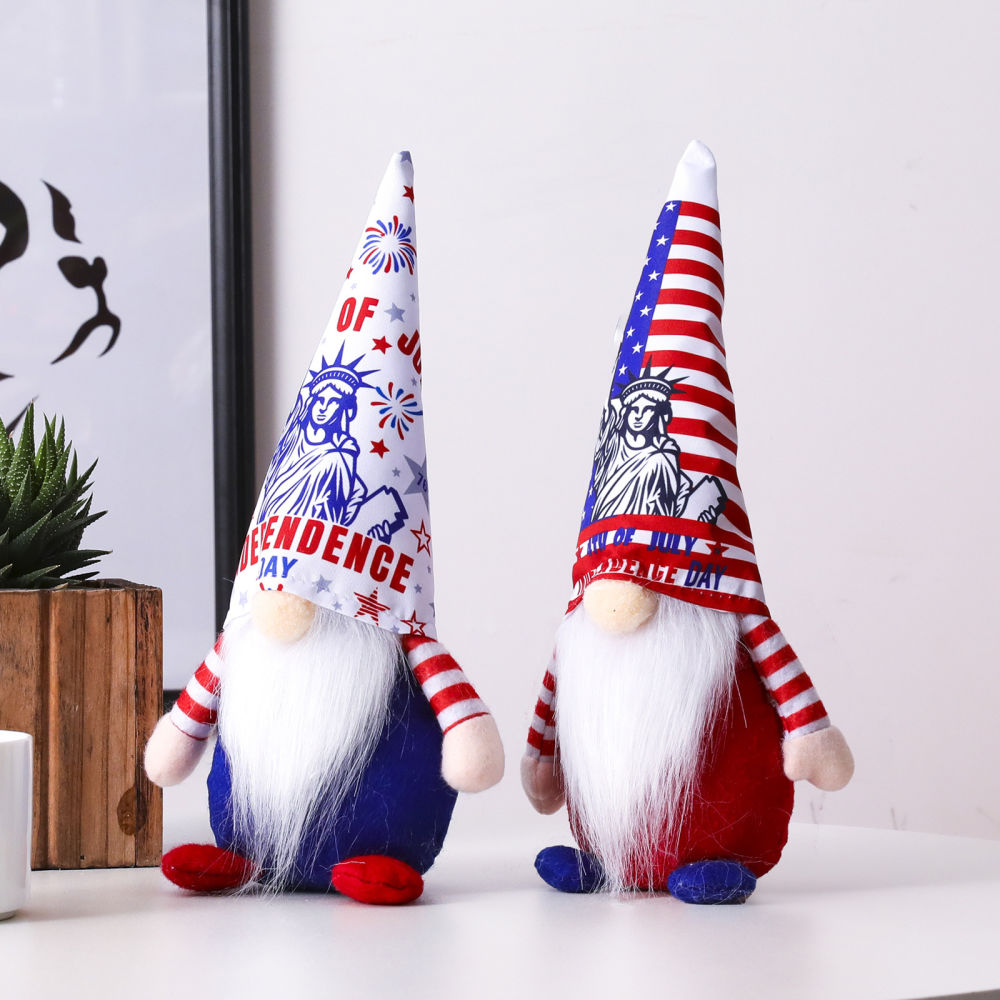 dropship Independence Day Liberty Rudolph Doll Fan Flag American National Day Goddess Statue Hat Faceless Doll Outdoor Festive Decoration
