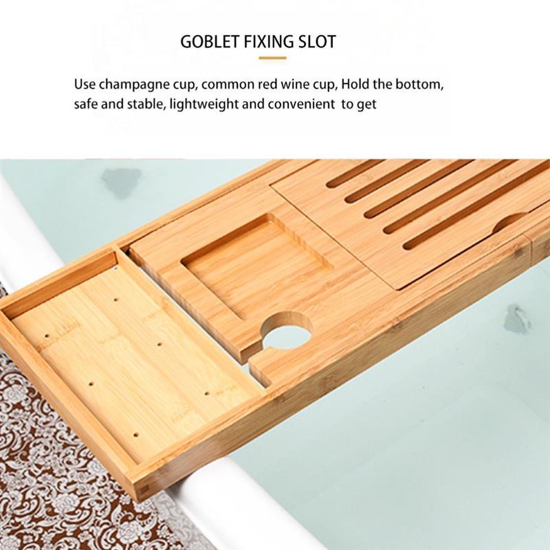 dropship Bathtub Serving Tray Bamboo Bath Bridge Useful Storage Rack Shelf Telescopic Tablet Holder For Bathroom Home Bathtub Rack
