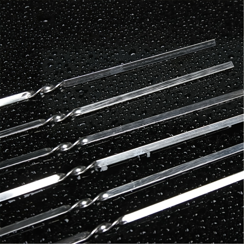 dropship 20pcs Grilling Flat Metal BBQ Skewers Stainless Steel Kabob BBQ Skewer 35CM/13.77inch