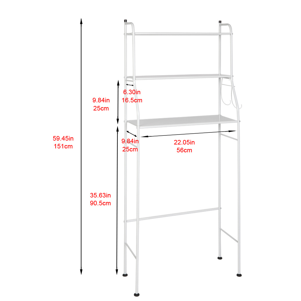 dropship 3-Tier Over-the-Toilet Shelves, Over The Toilet Storage Bathroom Space Saver Iron Storage Rack for Toilet Essentials (White) RT