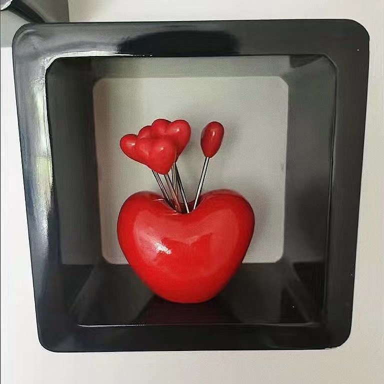 dropship 10pcs; Love Fruit Forks; Stainless Steel Cake Fork Set; Home Snacks Tableware Set; Kitchen Household Items; Valentine's Day Party Favors