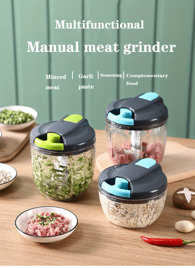 dropship Manual Meat Grinder Vegetable Cutter Pound Garlic Artifact Shredder Baby Complementary Food Machine Hand Cut Pepper Capacity 520ml