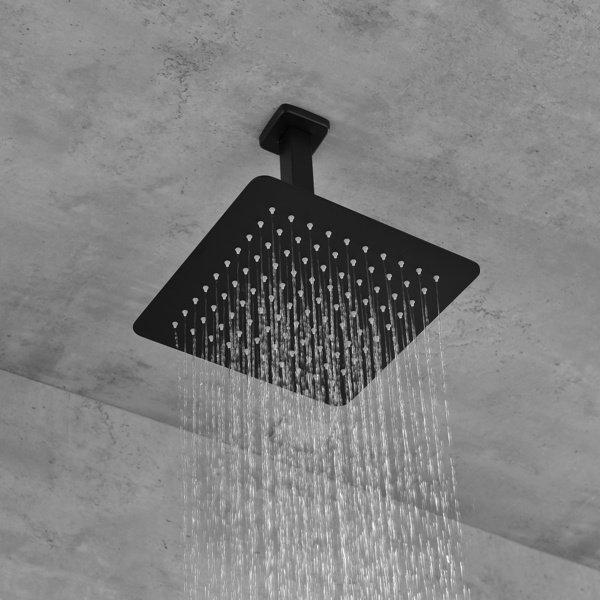 dropship Matte Black Shower Set System Bathroom Luxury Rain Mixer Shower Combo Set Ceiling Mounted Rainfall Shower Head Faucet