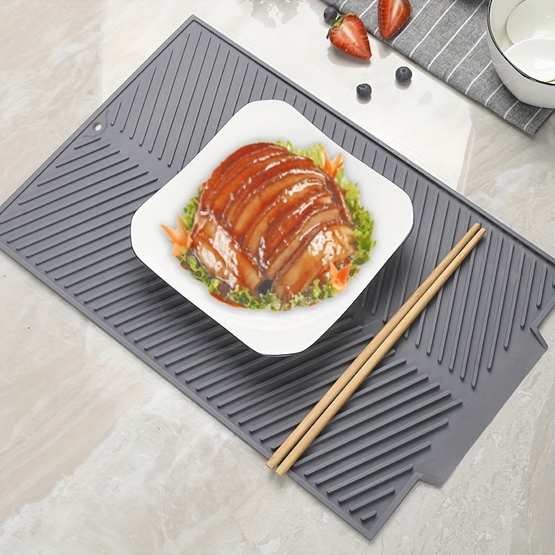 dropship 1pc Silicone Draining Board Mat, Folding Draining Mat, Large Drain Pad, Eco-Friendly Drainer Mat Heat Resistant Pot Mat Dishwasher Safe Trivet Mat, Kitchen Accessories