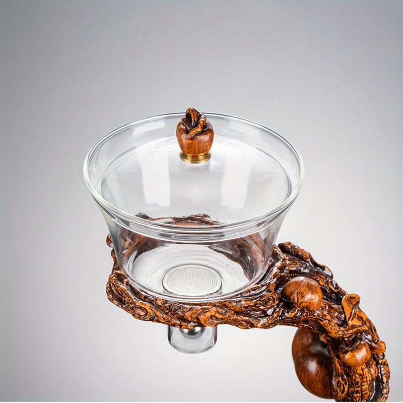 dropship 1 Set Lazy Tea Set; Magnetic Water Diversion Rotating Cover Bowl; Tea Maker; Automatic Glass Teapot; Tea Canister; Tea Cups; Tea Pet; Tea Tray; Chinese Kung Fu Tea Set