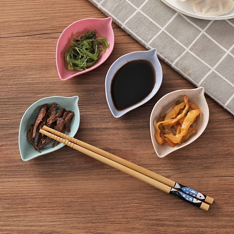 dropship 1pc Wheat Straw Leaf Shape Small Dish; Creative Snack Plate; Tableware; Vinegar Dish; Soy Sauce Dish; Bone Dish; Small Seasoning Dish
