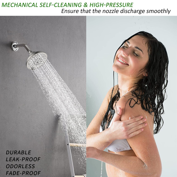 dropship 6 Spray Settings High Pressure Shower Head 5" Rain Fixed Showerhead - Brushed Nickel Adjustable Shower Head with Anti-Clogging Nozzles; Low Flow Easily Installation