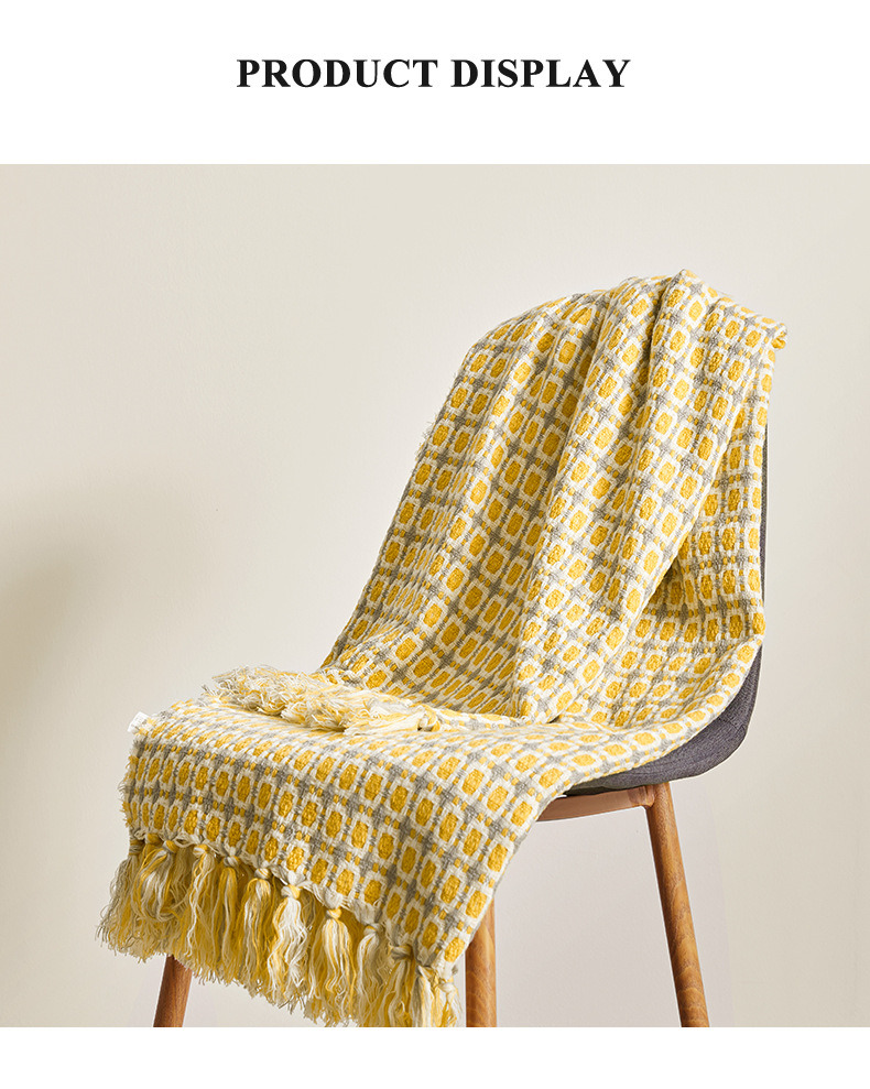 dropship Tassel Thread Blanket Geometry Woven Office Air Conditioner Lunch Break Towel Blanket Shawl Sofa Bedroom Vintage Lattice Splice