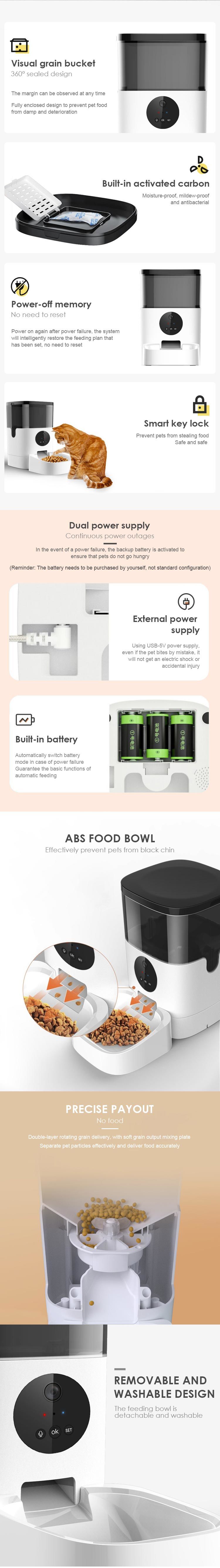 dropship Phone App Control Tuya Smart Wifi Advanced Auto Reminder Timed Cat Dog Food Dispenser Automatic Pet Feeder camera