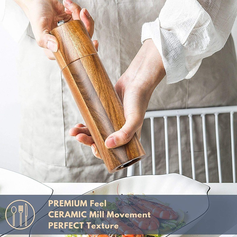 dropship Wooden Salt and Pepper Grinder Set Manual Salt and Pepper Mills for Seasoning; Meal Prep; Cooking; Serving; Dining; BBQ Tools