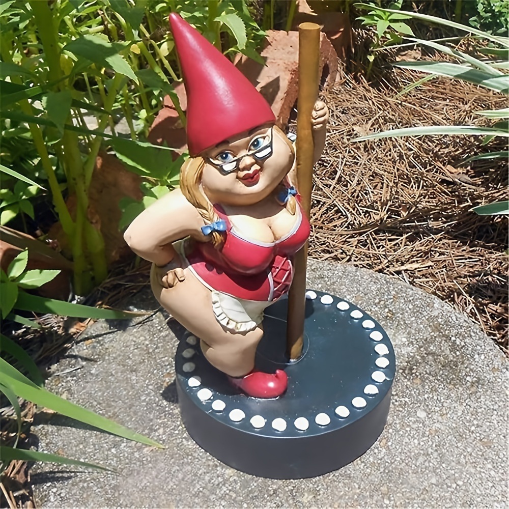 dropship 1pcs Gnome Figure Statue Crafts; Resin Women Pole Dancing Goblin Ornaments; For Garden Home Decor Bedroom Office Lawn (3.6*3.2*6.6inch)