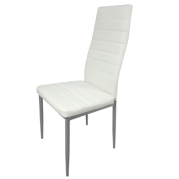dropship 4pcs backrest cushion horizontal sewing decoration PU leather dining chair round tube white cushion gray leg N201( Replace encoding 13029116)