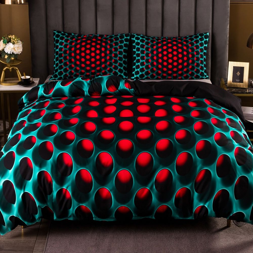 dropship 3pcs Y2K Stereoscopic Dense Holes Pattern Bedding Set; Colorful Duvet Cover Set (Without Quilt)