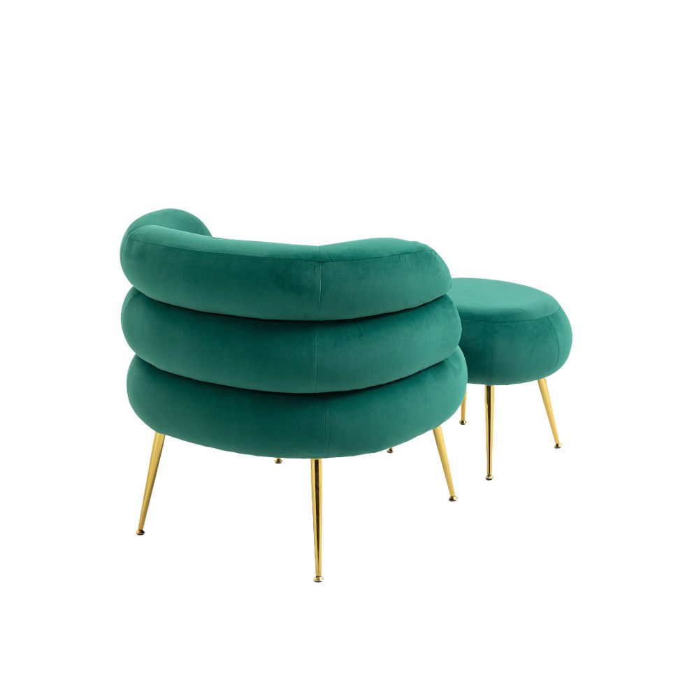 dropship COOLMORE Velvet Accent Chair Modern Upholstered Armchair Tufted Chair with Metal Frame, Single Leisure Chairs for Living Room Bedroom
