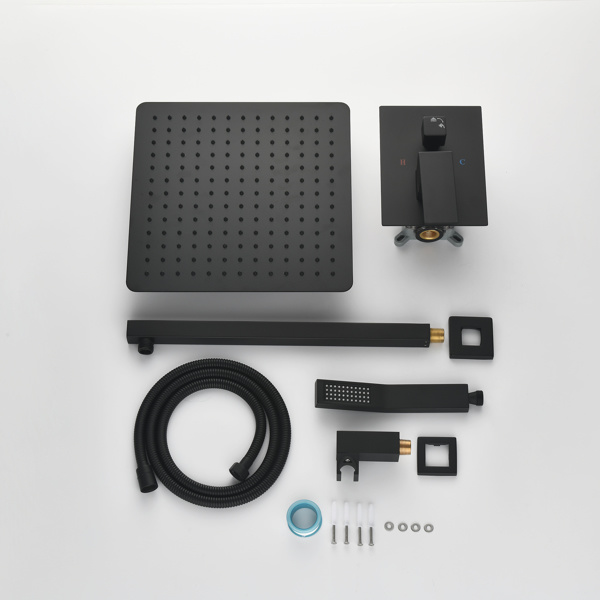 dropship Matte Black Shower Set System Bathroom Luxury Rain Mixer Shower Combo