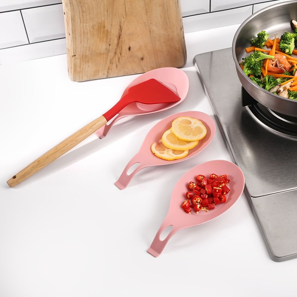 dropship 1/2pcs Silicone Utensil Rest With Drip Pad For Multiple Utensils; Heat-Resistant; Spoon Rest & Spoon Holder For Stove Top; Kitchen Utensil Holder For Ladles; Tongs & More