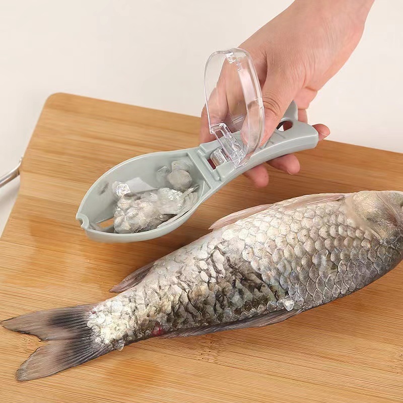 dropship 2pcs Manual Fish Scale Remover Scales Scraper Household Kitchen Gadget With Lid Fish Scale Scraper Plastic Gadget For Scraping Fish Scales Scraper