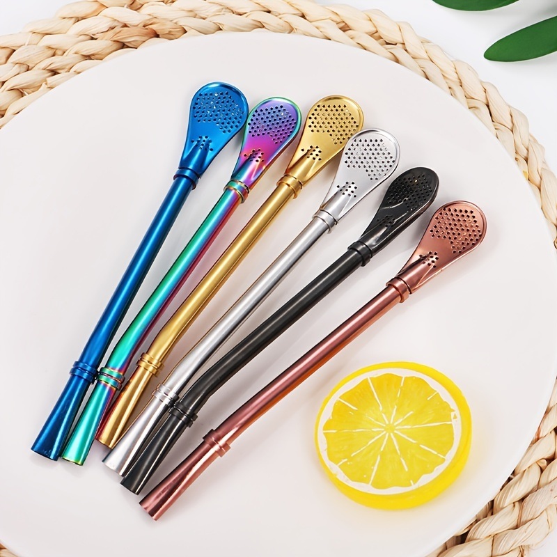 dropship 1pc Reusable Stainless Steel Straw - Creative; Multipurpose Spoon for Coffee; Milk; and More!