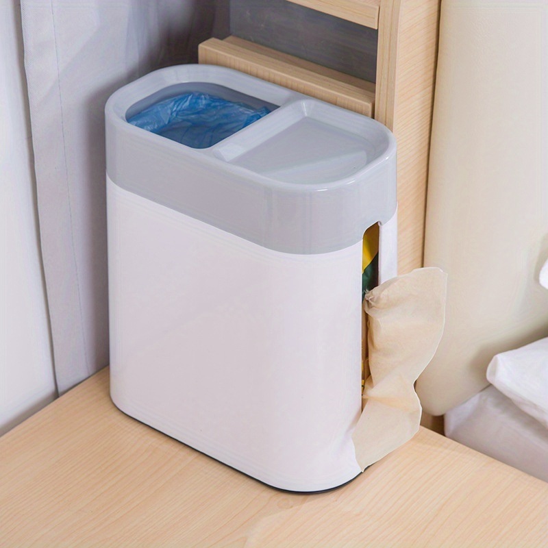 dropship 1pc 2 In 1 Desktop Trash Can With Tissue Box; Creative Plastic Mini Wastebasket; Trash Can; Garbage Bin; Rubbish Recycling For Desktop; Dressing Table