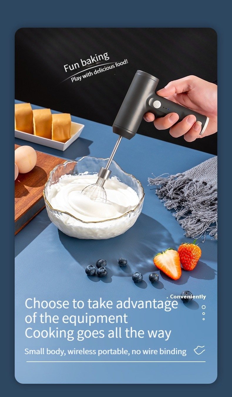 dropship Wireless Electric Food Mixer Portable 3 Speeds Egg Beater Baking Dough Cake Cream Mixer Kitchen Tools
