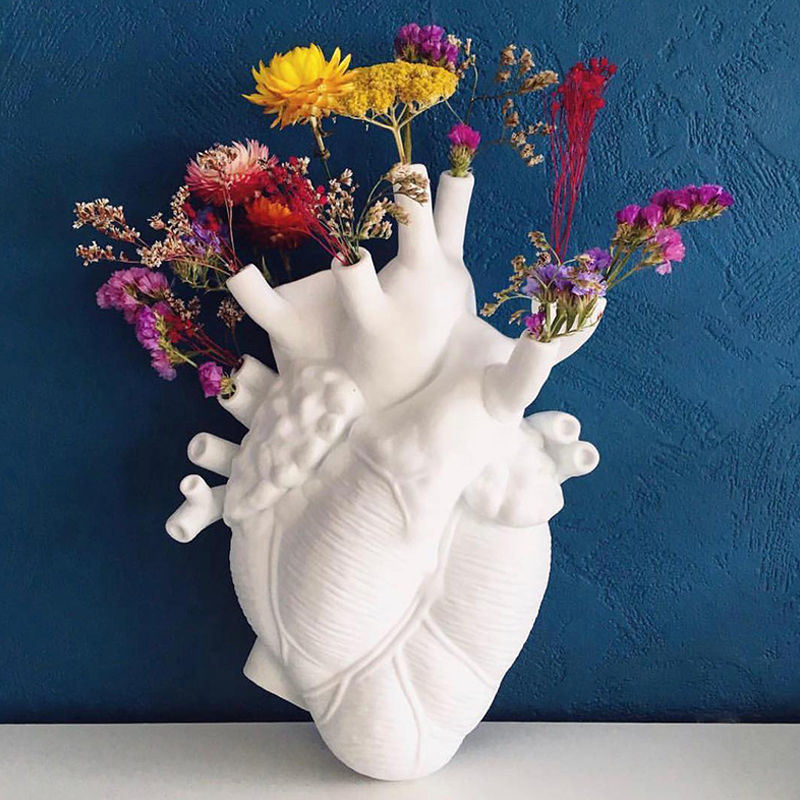 dropship Vase In The Shape Of Human Heart; Home Decoration; Desktop Art Craft Ornament; Exquisite And High-end Indoor Vase; Organ Design Flower Container