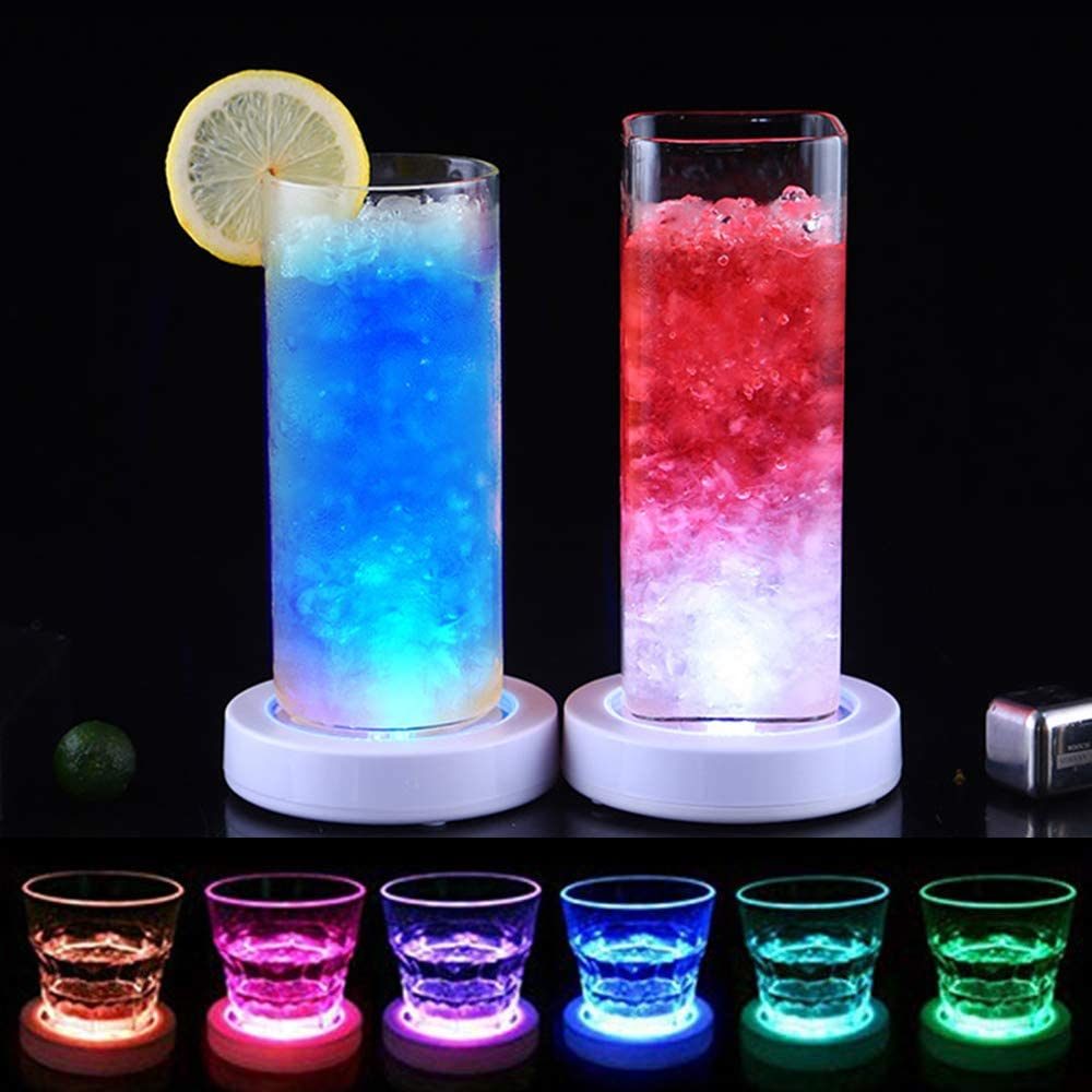 dropship Glow Bottle Sticker USB Rechargeable Coaster Led Coaster Light Flashing Cup Mat Multi Color Light Up Club Bar Wedding Decoration