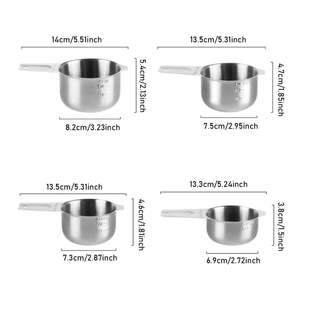 dropship 1 Set Stainless Steel Measuring Cups & Spoons Set; Cups And Spoons; Kitchen Gadgets For Cooking & Baking (4+6) 0.86lb