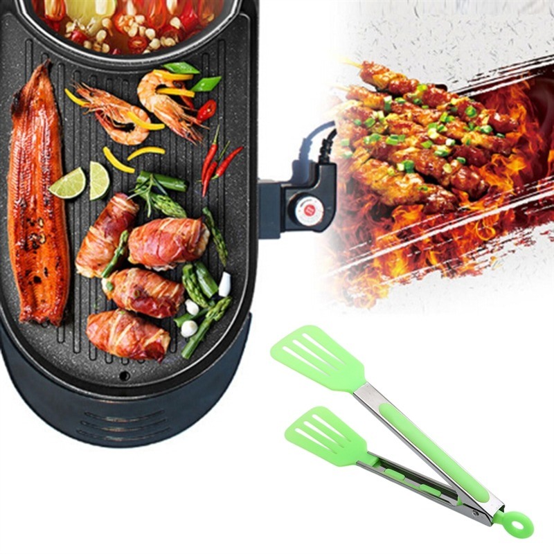 dropship 1pc Cross-border Exclusively For 9-inch Nylon Square Head Food Clip Barbecue Clip Flat Clip Bread Clip Stainless Steel Food Clip
