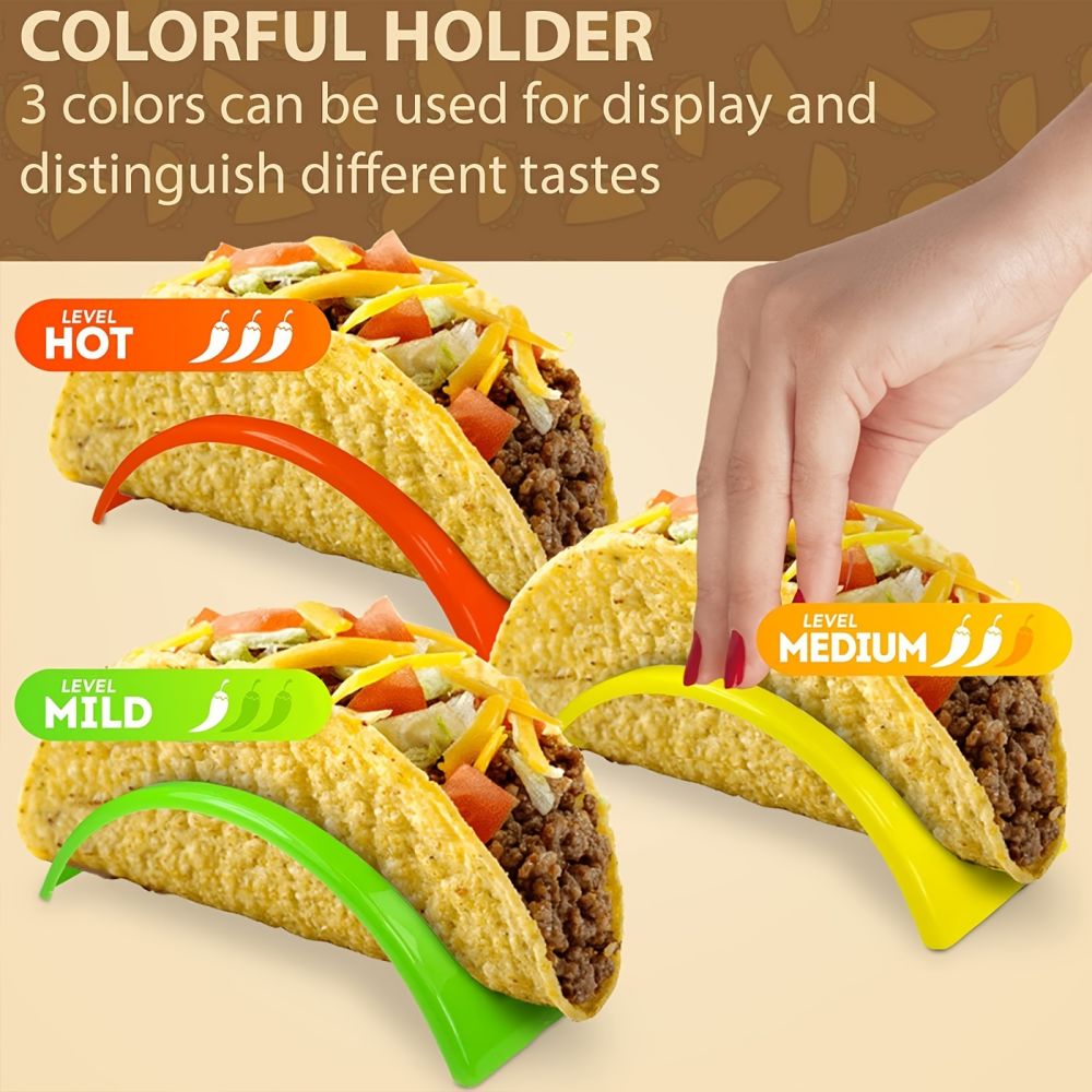 dropship 6pcs Taco Holder Stand; Non-Toxic; BPA Free; Dishwasher & Microwave Safe; Hard Plastic Taco Shell Rack; Party Serving Tray Set For Tortillas Burritos; Kitchen Supplies