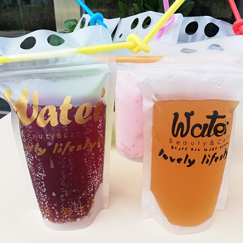 dropship 30pcs Reusable Juice Bags; Clear Drink Pouches Bags; 500ml/16.9oz; Disposable Plastic Zipper Juice Bags; Smoothie Drinks Container Bags