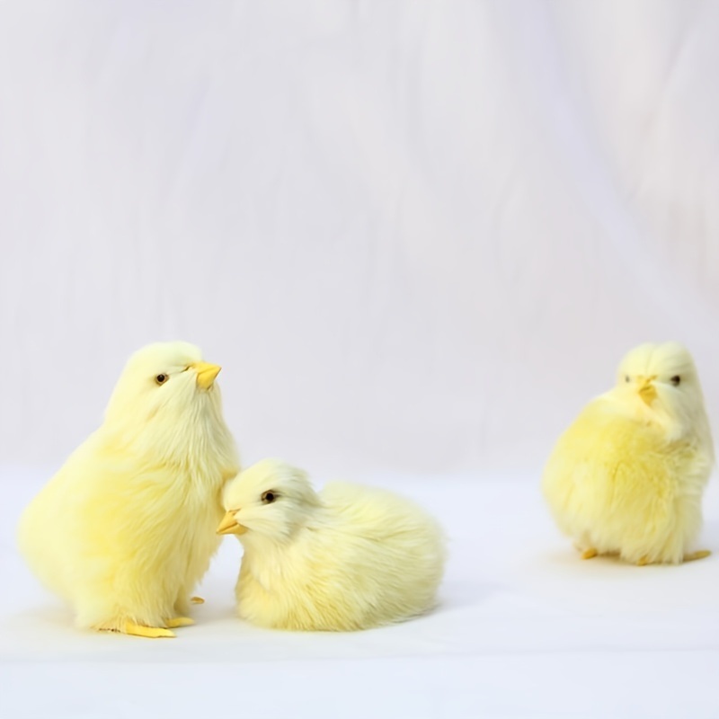 dropship 1pc Simulated Little Chick Figurine Lifelike Chicken Figurines Animal Figurine Realistic Chicken Photography Props Easter Supplies Easter Toy