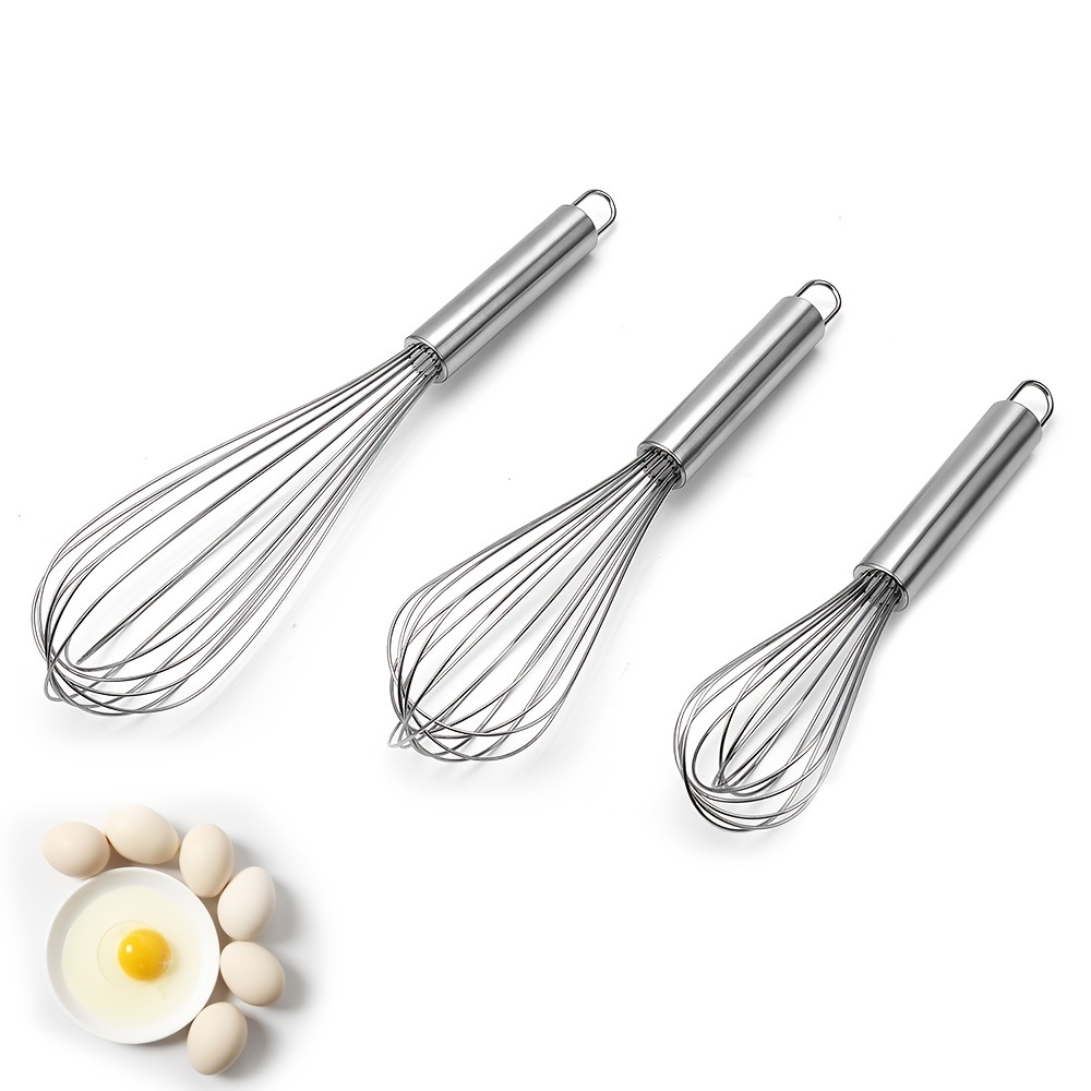dropship 1pc Stainless Steel Whisk; Cooking Mixer; Whisk For Blending; Beating And Stirring; Enhanced Version Balloon Wire Whisk; Kitchen Gadget; 8in/10in/12in
