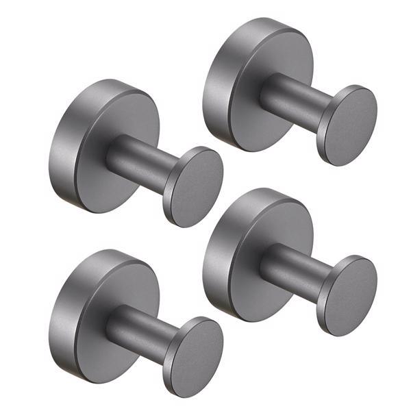 dropship Round Base Wall Hanging Coat Hook with Screws- Gun Grey Towel Hook; 4 Pack; for Entry Shoe Cabinet; Wardrobe Bathroom Bedroom Furniture Hardware