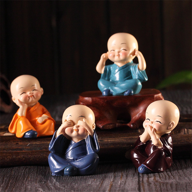 dropship Creative 4 Little Monk Resin Ornaments; Desktop Decoration Crafts