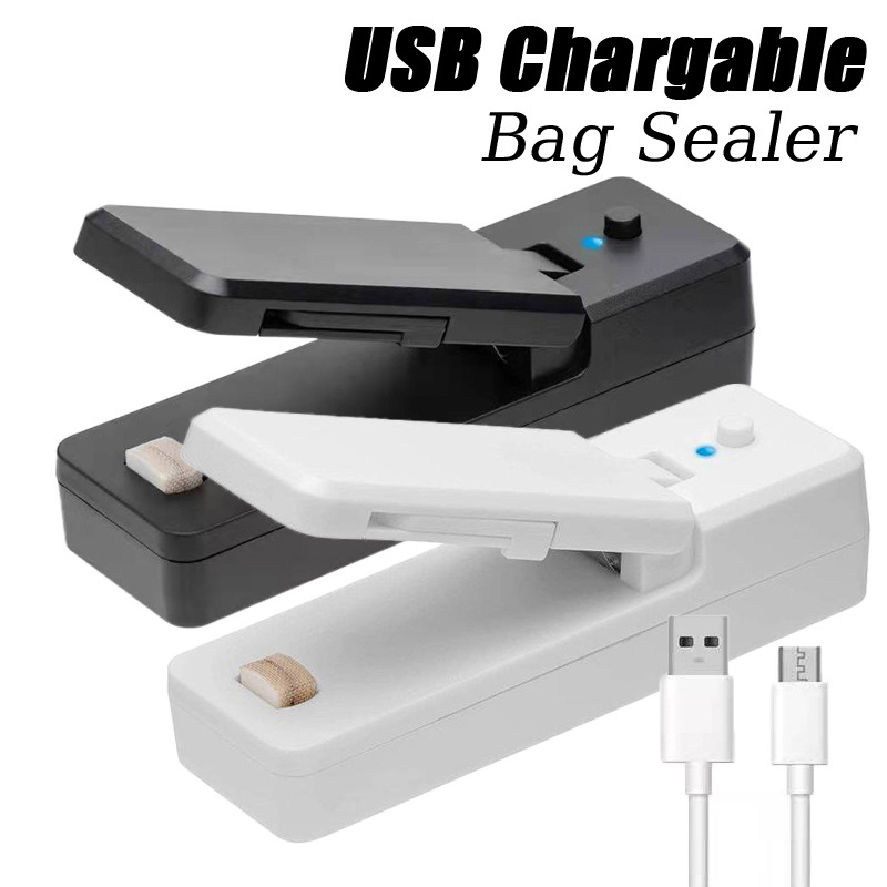 dropship 1pc 2 In 1 USB Chargable Mini Bag Sealer Heat Sealers With Cutter Knife Rechargeable Portable Sealer For Plastic Bag Food Storage