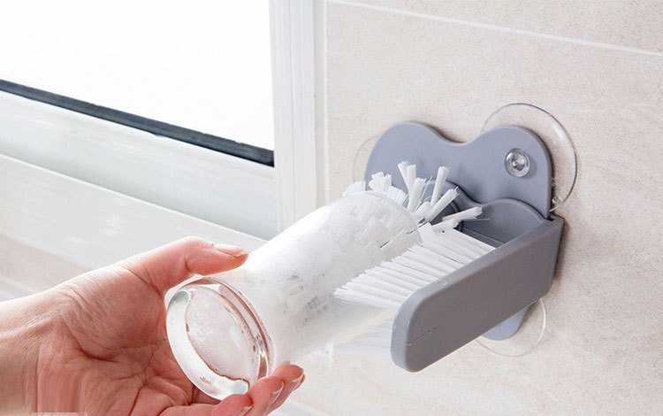 dropship 1pc Cup Scrubber Glass Cleaner Bottles Brush Sink Kitchen Accessories 2 In 1 Drink Mug Wine Suction Cup Cleaning Brush Gadgets
