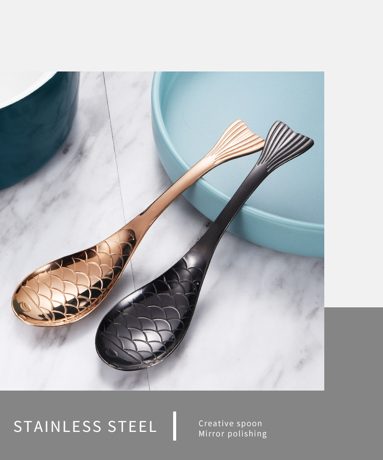 dropship 1pc Fish Shape Spoon; Creative Stainless Steel Household Soup Spoon; Teaspoon; Drink Mixing Spoon; Soup Spoon For Home Kitchen Restaurant