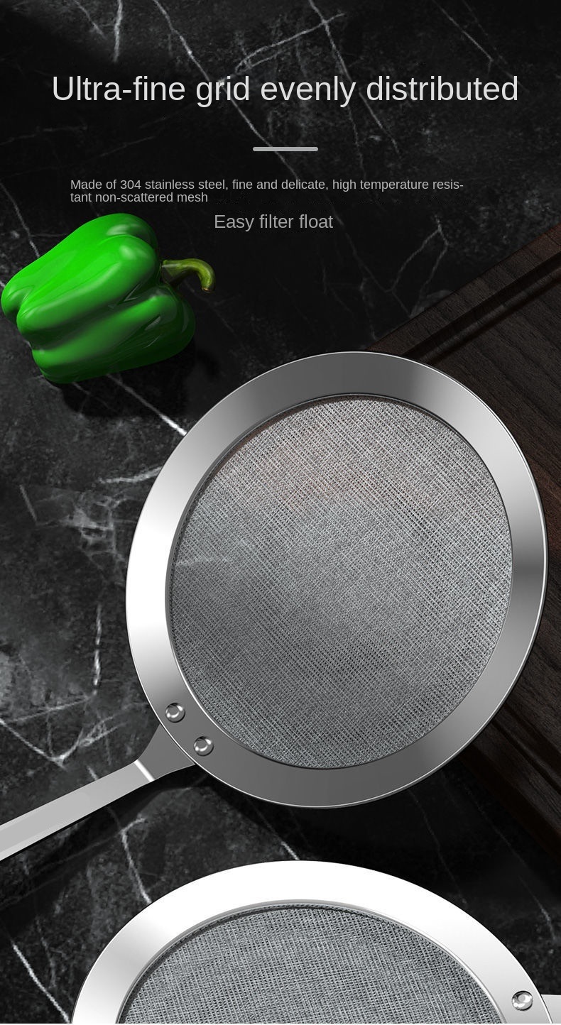 dropship 1pc Fat Skimmer Spoon; Stainless Steel Fine Mesh Skimmer; Strainer Spoon For Removing Grease Fat And Foam; Kitchen Tools