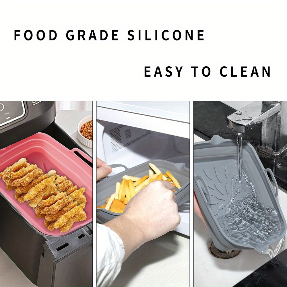 dropship Rectangular Air Fryer Liners; Foldable Silicone Tray; Air Fryer Accessories; Reusable Grill Plate; Heat Resistant Microwave Silicone Plate; Home Kitchen Items