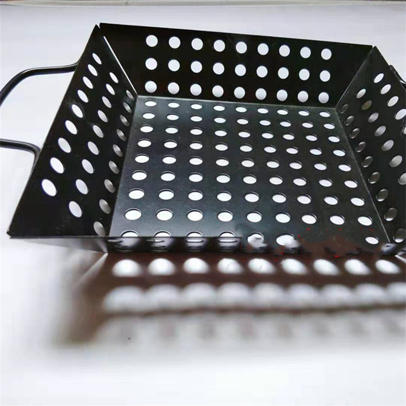 dropship 1pc Square Carbon Steel Barbecue Tray Vegetable Fruit Drain Basket Multifunctional Kitchen Tool