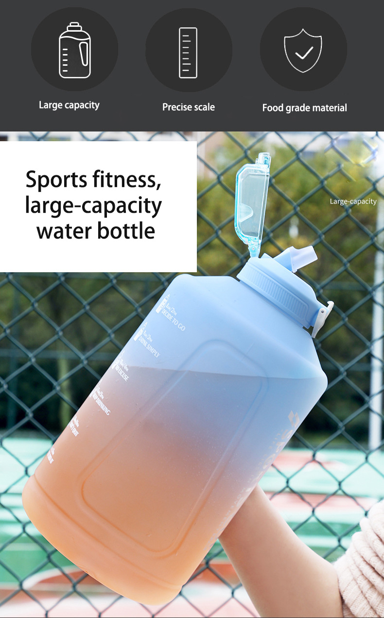 dropship YCALLEY Sport Water Bottle Reminder Silicone Sith Straw Waterbottle Items Fitness Big Bottles 1500ML / 2300ML / 3800ML Sport