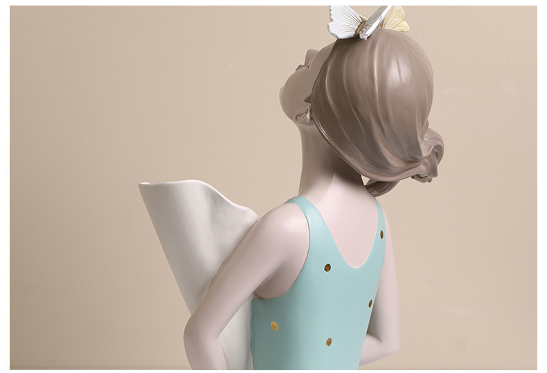 dropship Modern Decorative Artificial Flower Vase Butterfly Girl Sculptures Interior Home Resin Ornaments Household Decoration Vases Hot