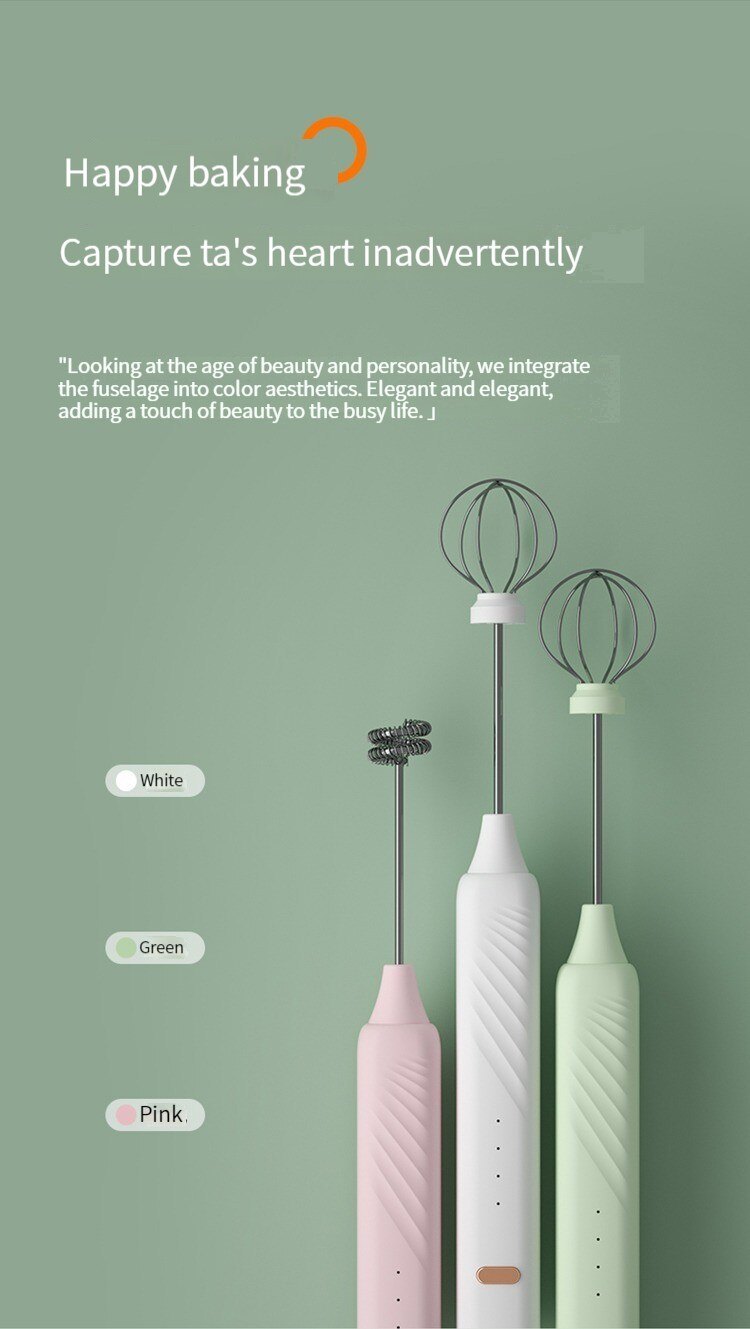 dropship Egg Beater Electric Handheld Rotary Egg Whisk Coffee Frothing Wand Cappuccino Frother Mixer USB Portable Kitchen Tools