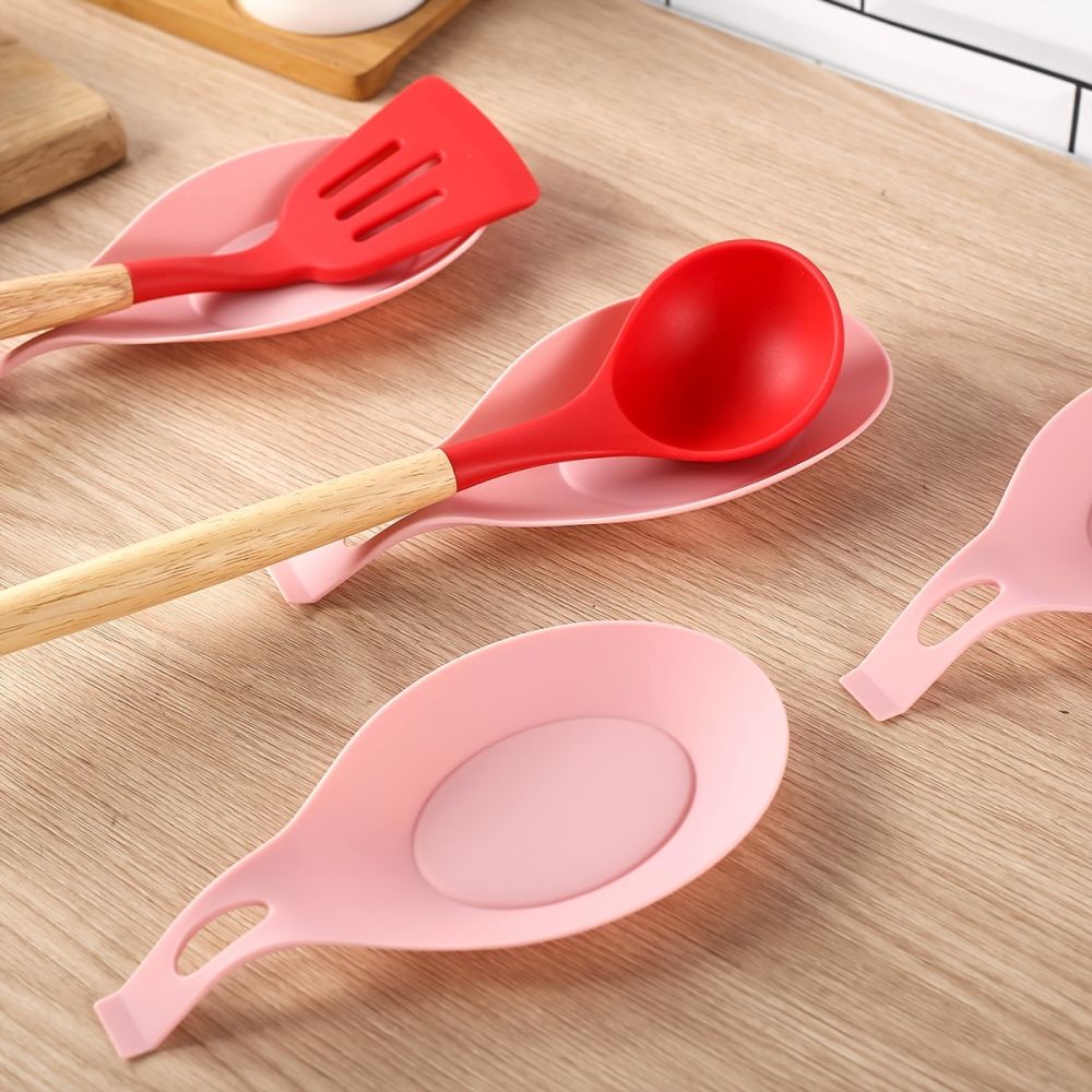 dropship 1/2pcs Silicone Utensil Rest With Drip Pad For Multiple Utensils; Heat-Resistant; Spoon Rest & Spoon Holder For Stove Top; Kitchen Utensil Holder For Ladles; Tongs & More
