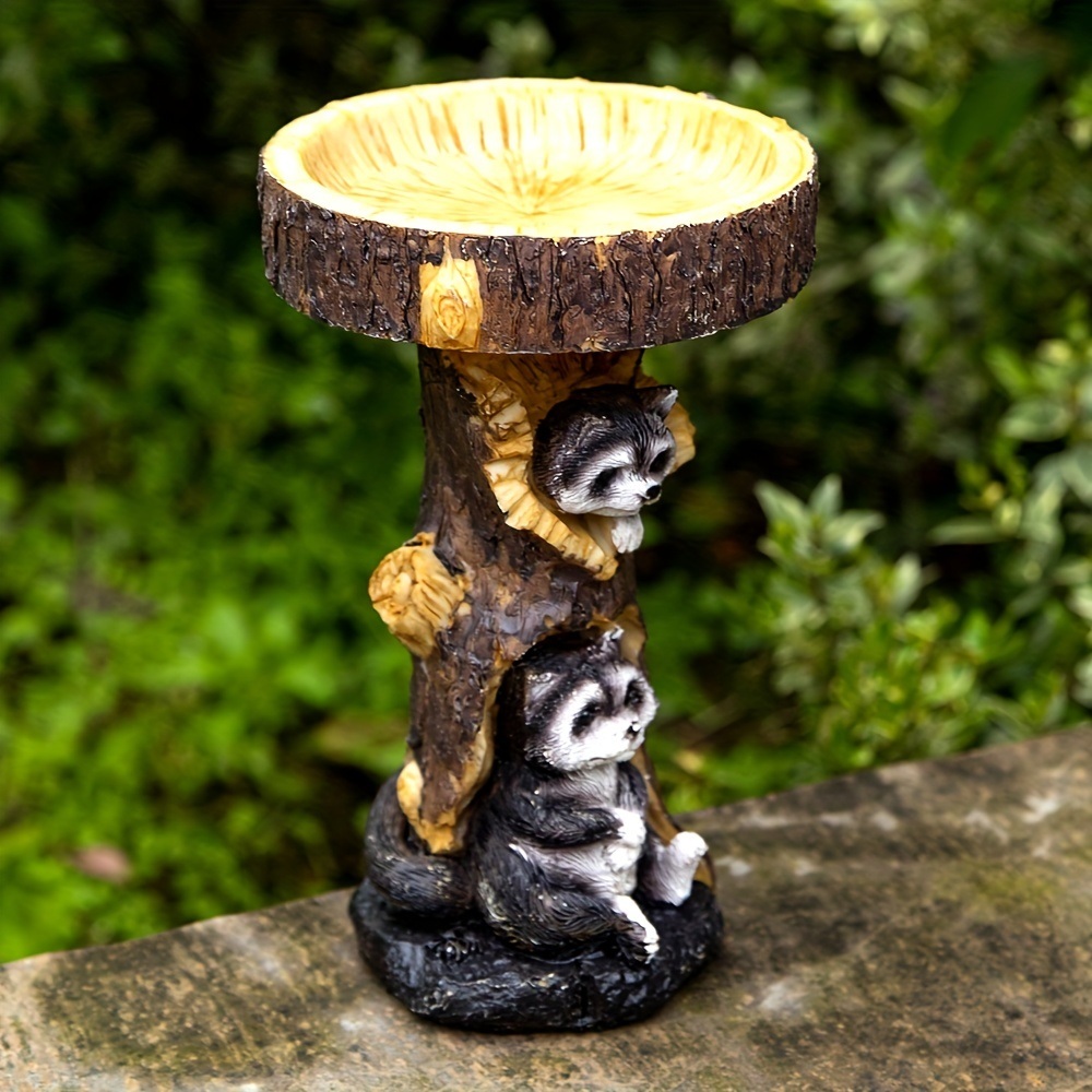 dropship 1pc, 7.87inch Resin Bird Bath Bowl For Garden, Animals & Tree Shape Wild Bird Feeder Birdbath Bowl, Home Decor, Garden Decor