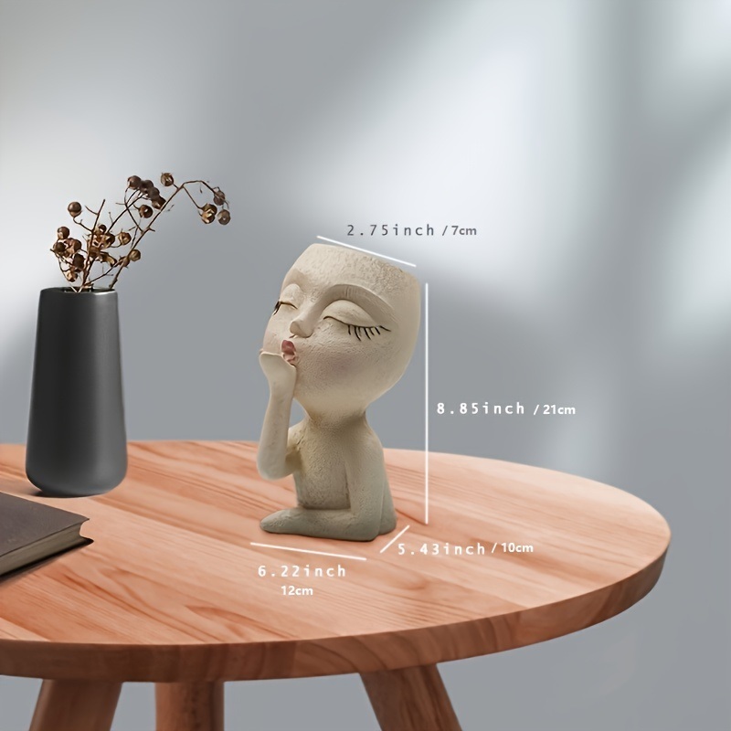 dropship 1pc Funny Figure Flower Pot; Resin Flying Kiss Girl Planters Vase Tabletop Decoration; For Indoor Outdoor Garden Home Decor