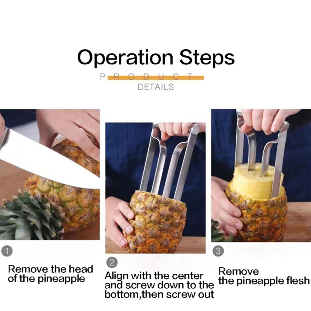 dropship 1pc Stainless Steel Pineapple Meat Extractor, Pineapple Knife, Pineapple Core Peeler For Home, Restaurant, Kitchen Utensils, 7.87"×3.94"×3.94"